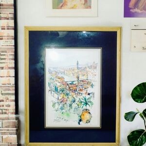 Vintage art from the 60s Jan Korthals Florence Italy Signed watercolor printing